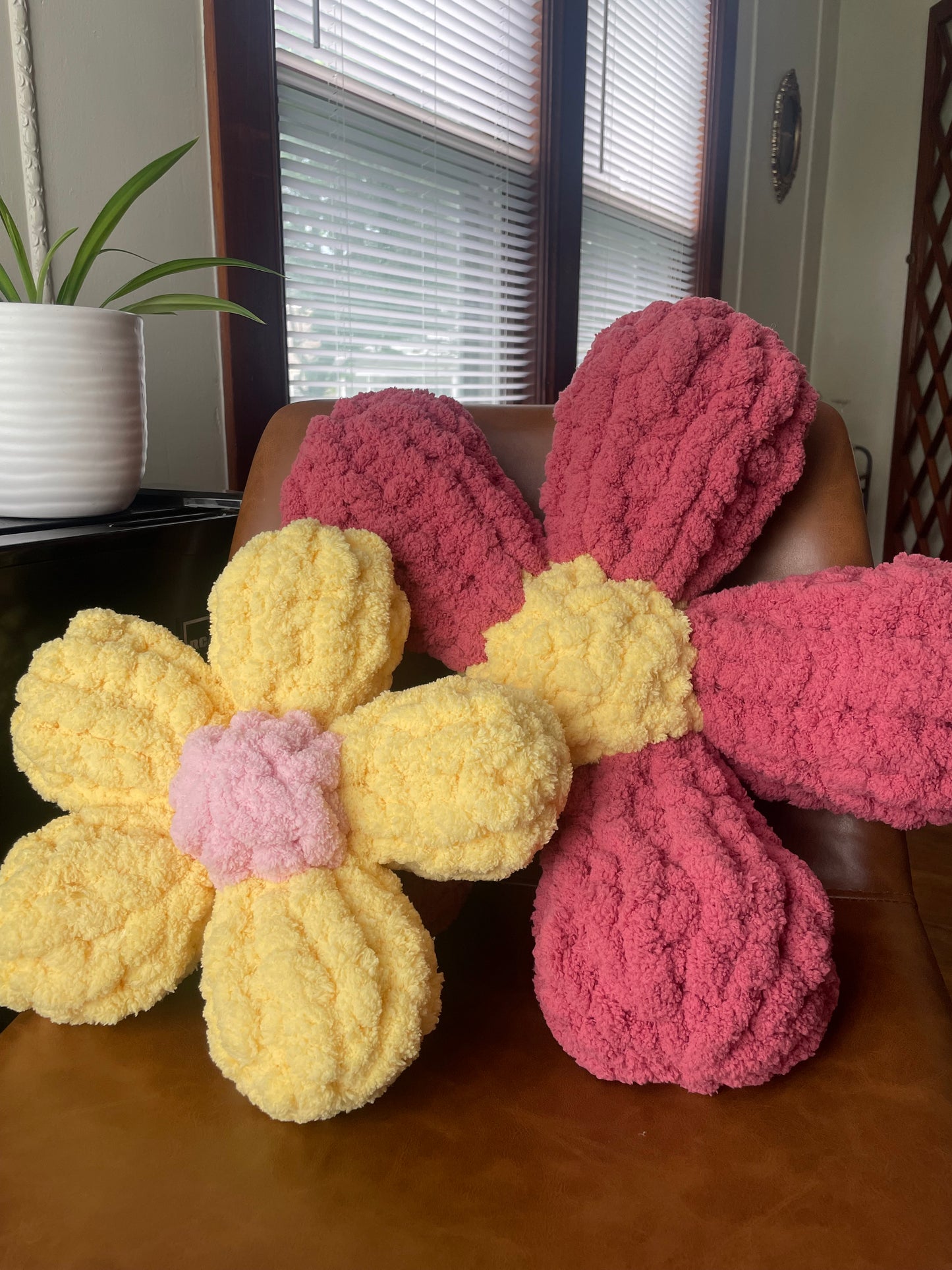 Chunky Knit Flower Pillow