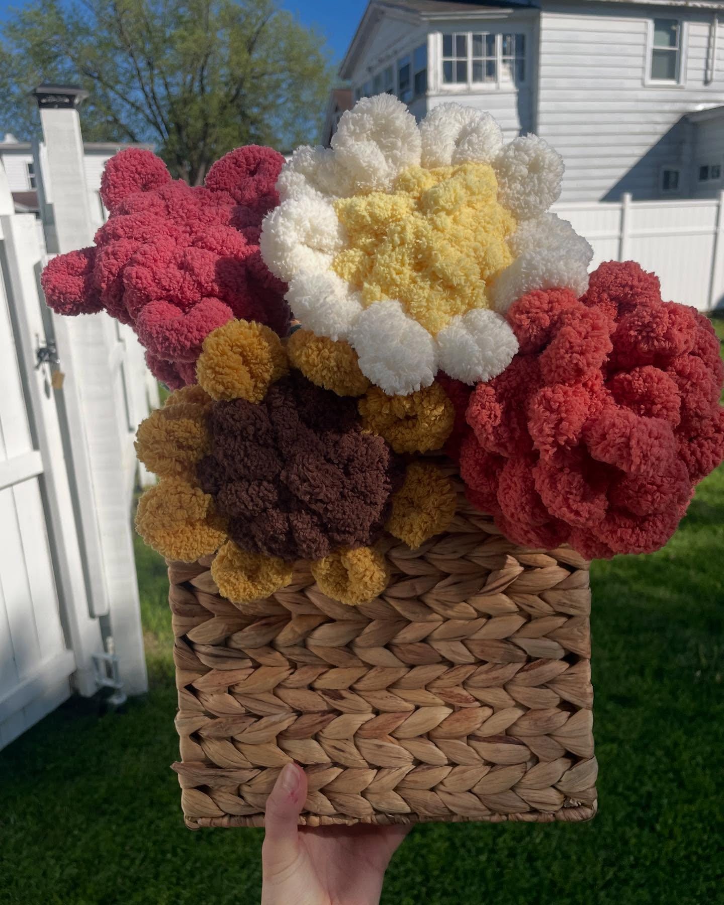 Chunky Knit Stemmed Flowers