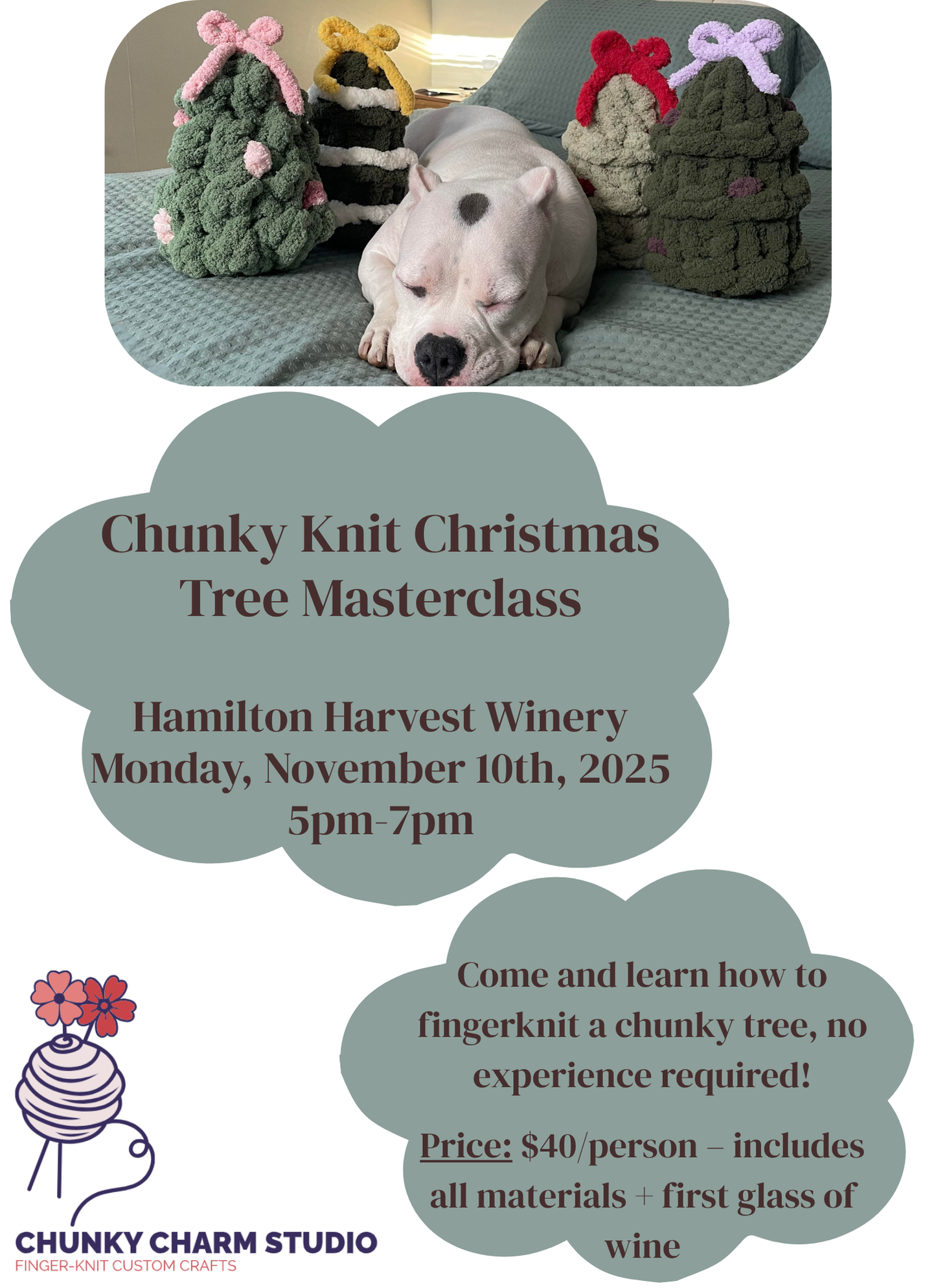 Chunky Knit Christmas Tree Class- Hamilton Harvest Winery