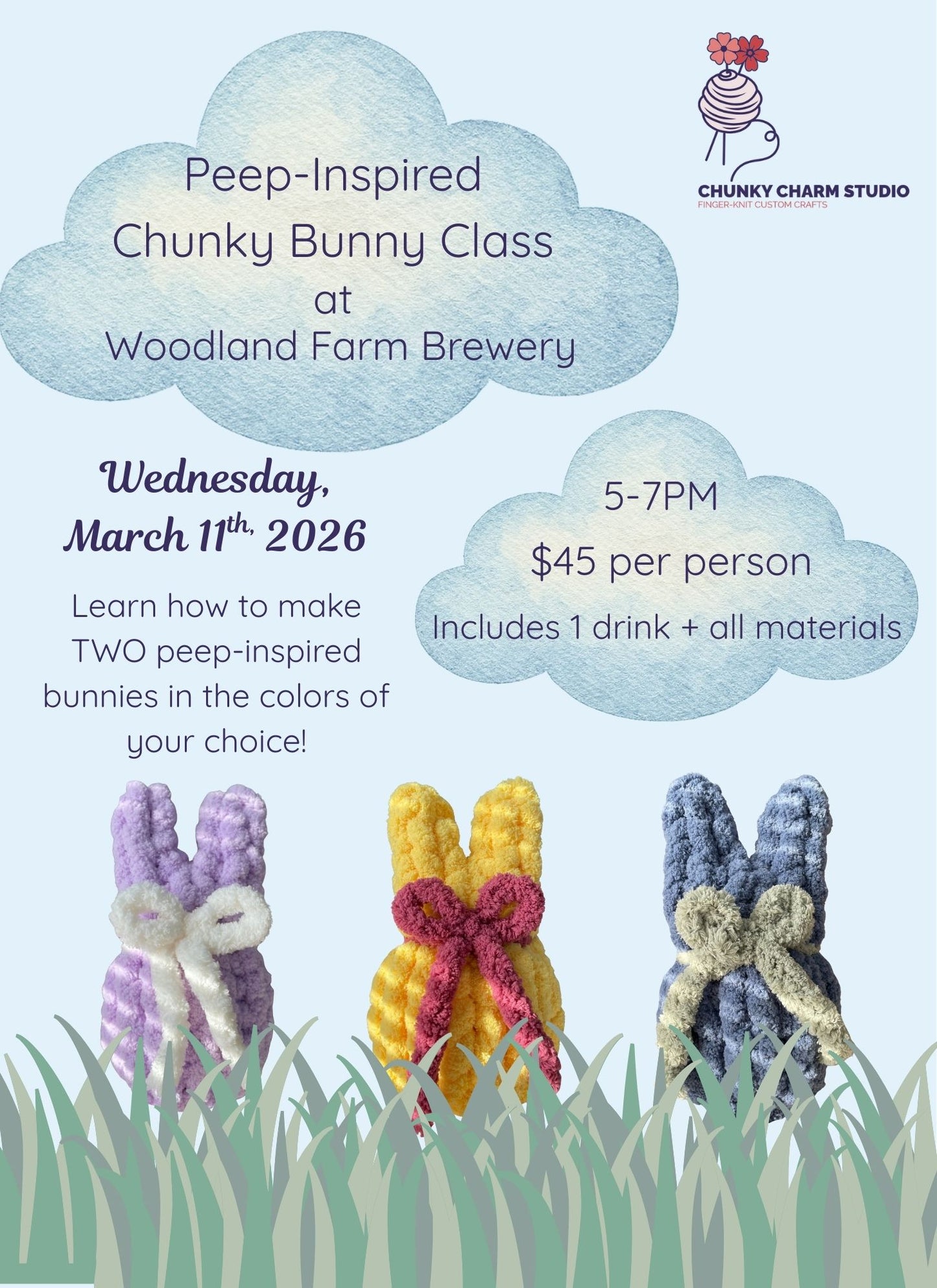 Chunky Knit Peep Bunny Class- Woodland Farm Brewery