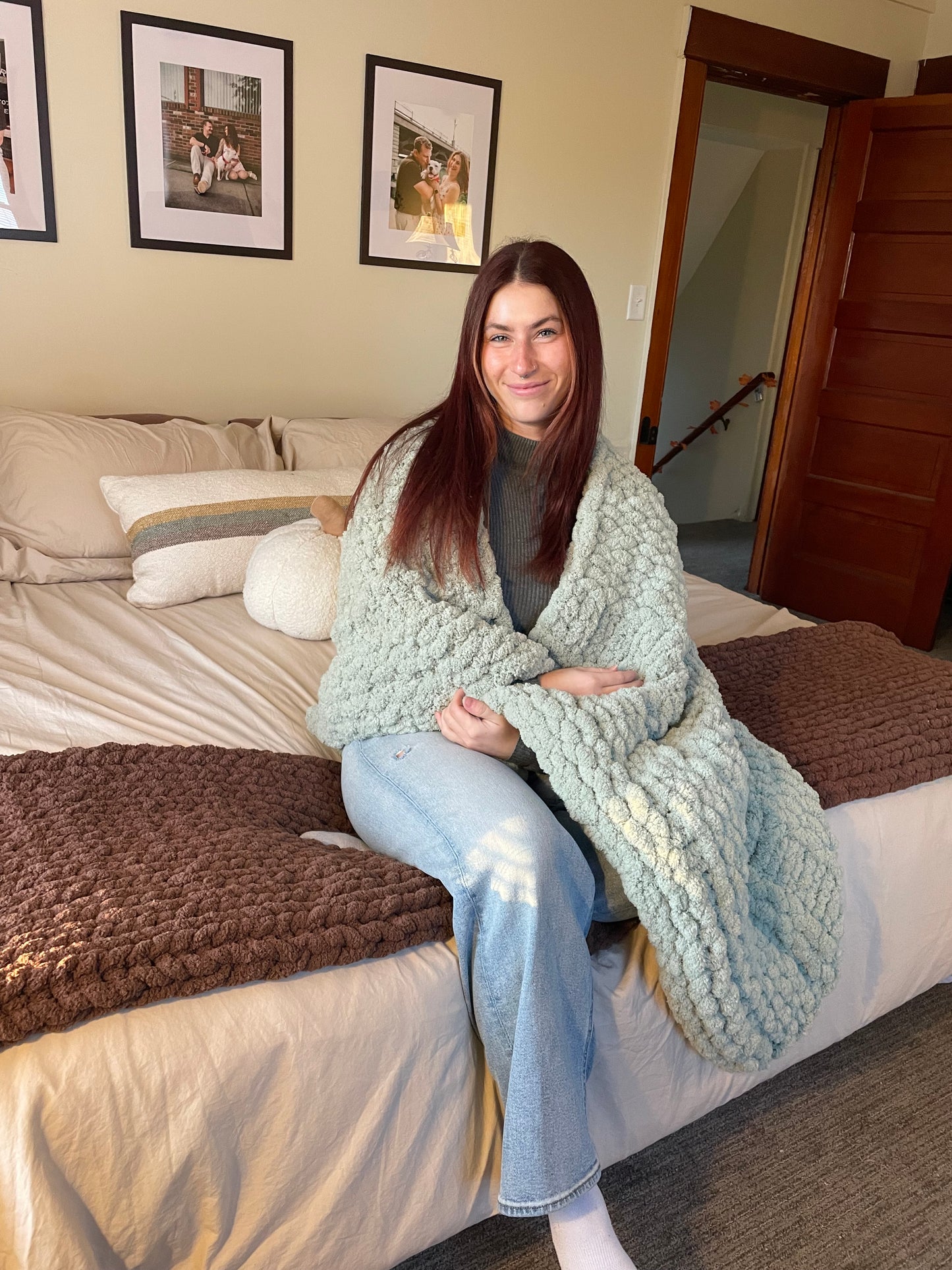 Waffle Weave Chunky Knit Blanket