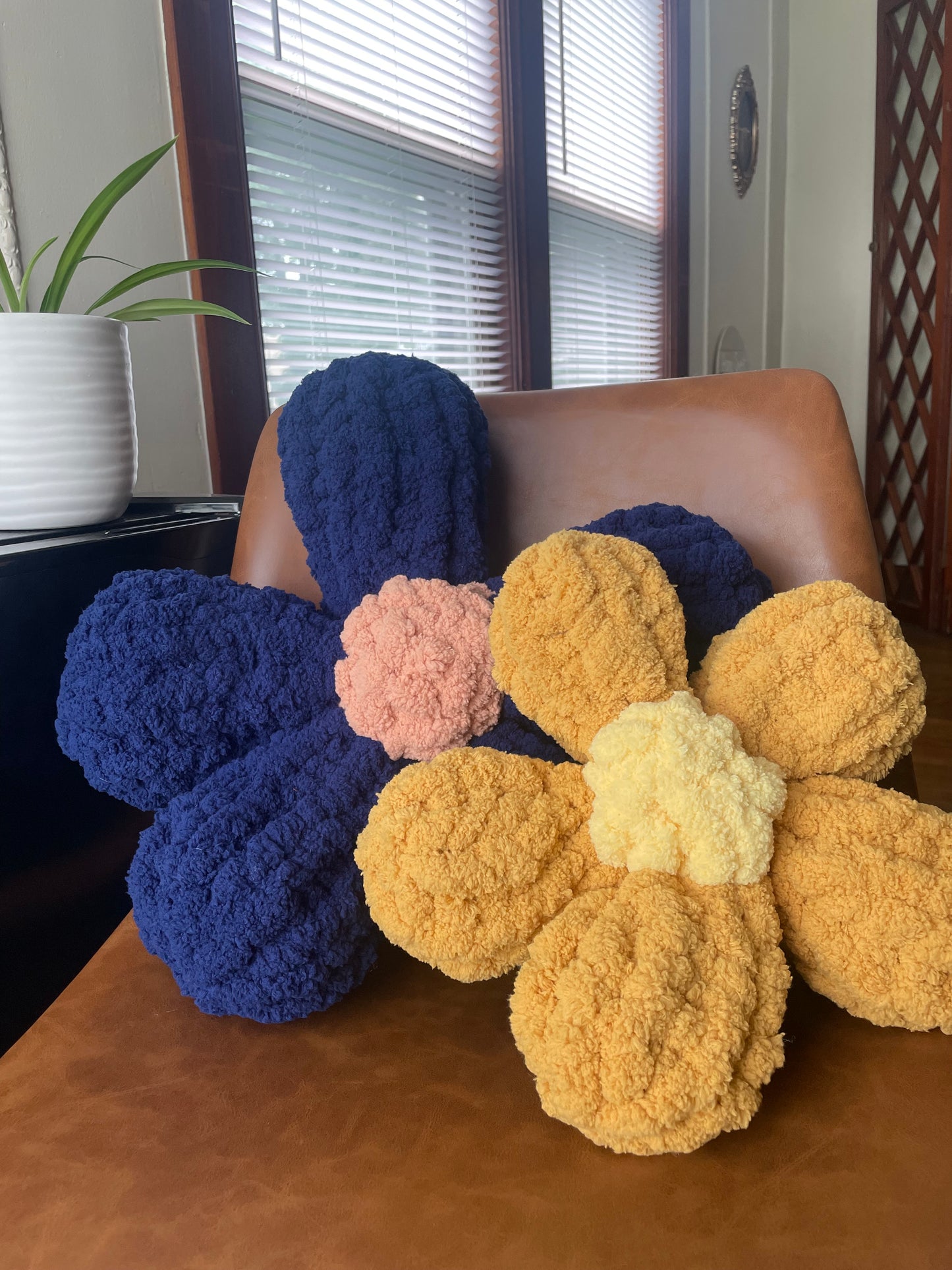 Chunky Knit Flower Pillow