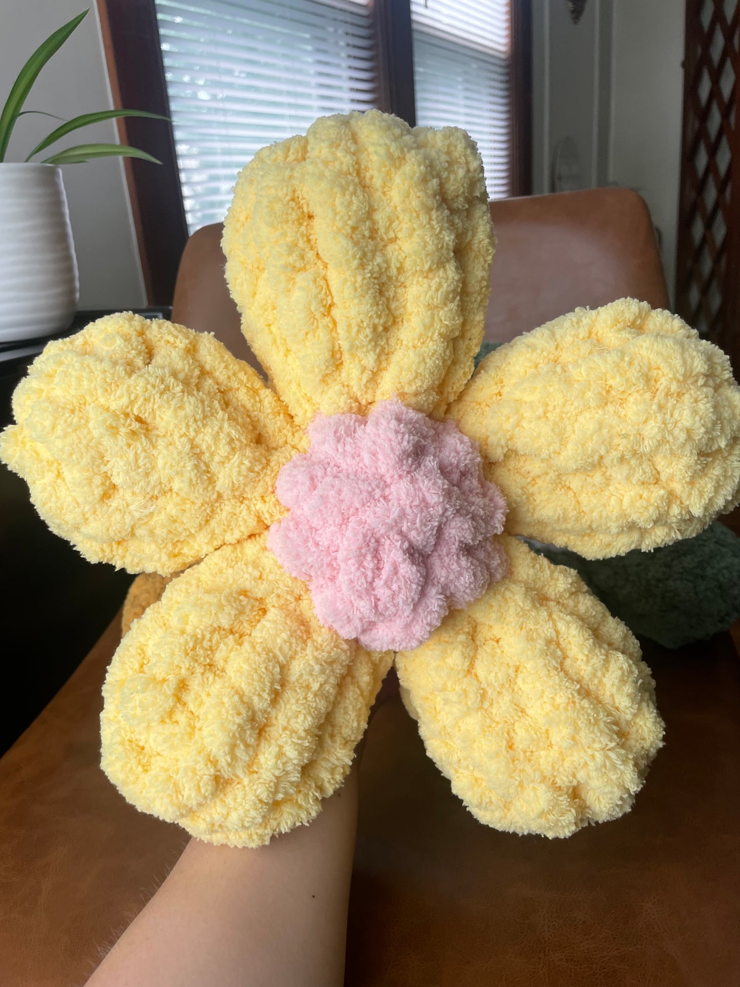 Chunky Knit Flower Pillow