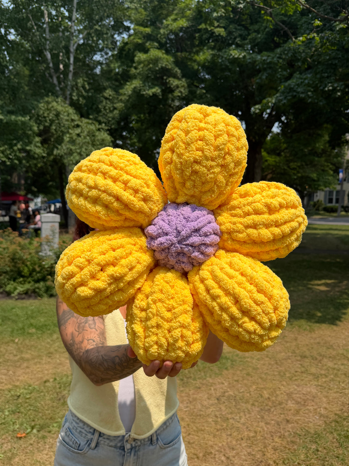 Chunky Knit Flower Pillow