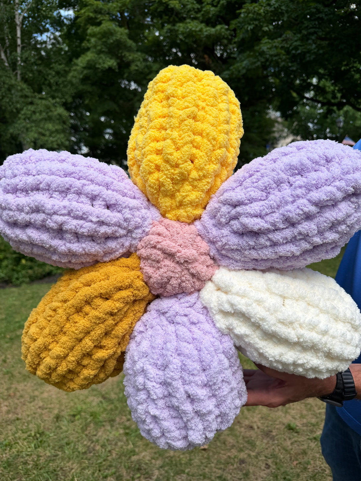 Chunky Knit Flower Pillow